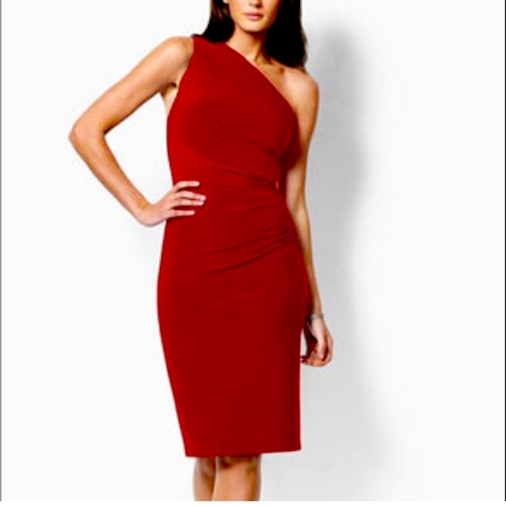 Ralph Lauren one shoulder jersey sheath dress